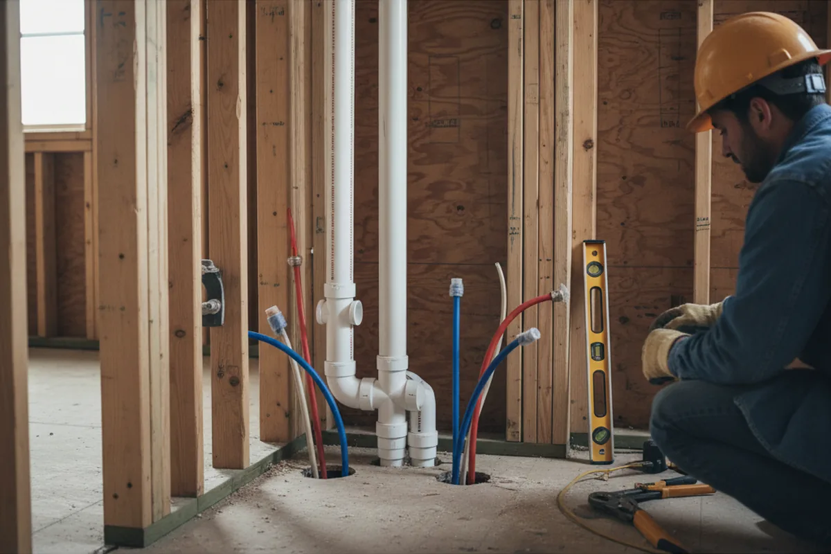 Drain and supply rough-in during Leak Detection in Readsboro